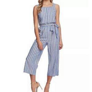CeCe Striped Wide Leg White and Blue Moonlight Junpsuit‎ Size 6